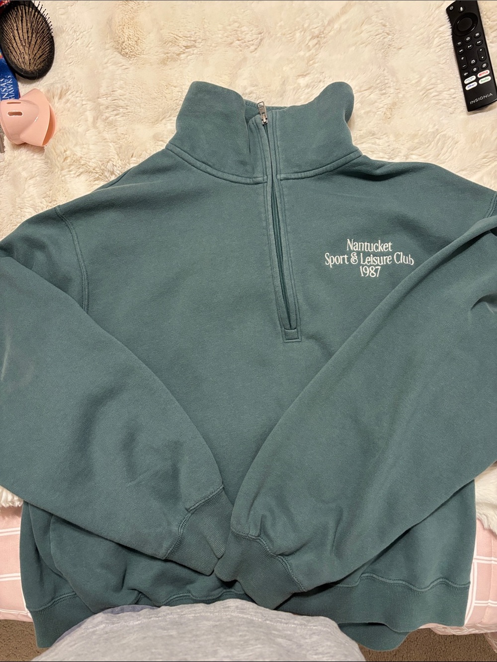 Hollister Teal Quarter-Zip Nantucket Sweatshirt